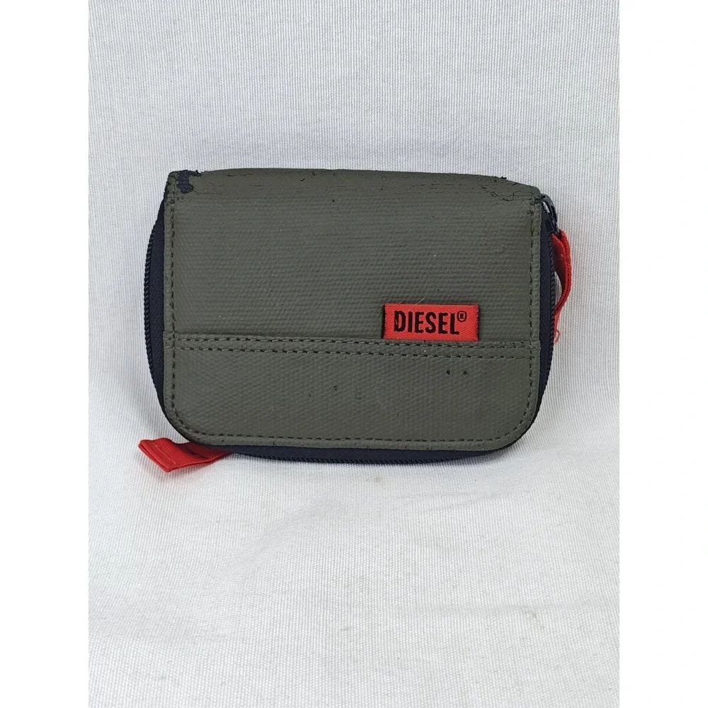 Diesel Spare Parts Men's Wallet Zip Around VINTAGE Y2K Green Red